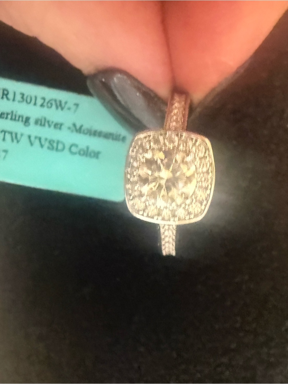 NWT 925 Sterling Silver Moissanite Ring with Round Center Stone